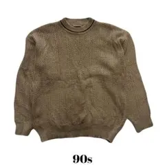 90s デザインニット ブラウン 総柄　ヴィンテージ　古着