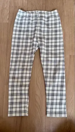 ホワイトアイボリー系チェック 110cm 長ズボン