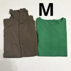 【2点セット】ソフトリブクルーネック　タートルネック　　M ジーユー