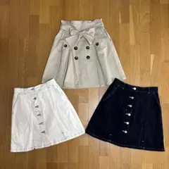ミニスカート3点セット　レディースまとめ売り　春服夏服スカートまとめ売り　3点