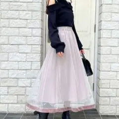 新品 MAJESTIC LEGON 裾ベロア チュールスカート