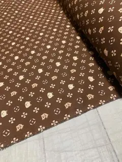 2m 日本製　猫モノグラム　ブラウン　オックス生地