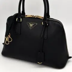 人気 プラダ ハンドバッグ 2way サフィアーノ 黒 保存袋付き