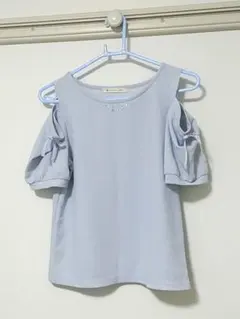 ライトブルー♡オフショルトップス(M)