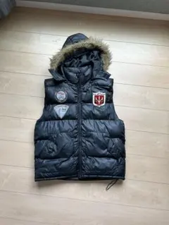 ファー付きフード ダウンベスト 黒