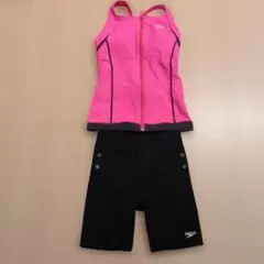 Speedo 속도 사이드 버튼이있는 분리 수영복 핑크×블랙