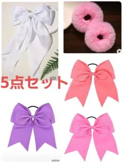 大きめリボンヘアゴム&ファーの5点セット