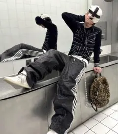 ブラック レザーパンツ Swag opium - メルカリ