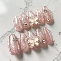 匿名配送　ネイルチップ　　マグネットネイル　フレンチガーリー　蝶々ネイル