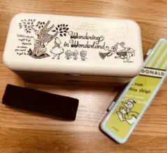 不思議の国のアリス 弁当箱 2段式　ドナルド　箸セット