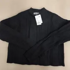 【新品】ナノユニバース ランダムリブクロップドニット　ブラック