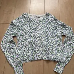 ZARA 花柄 クロップドカーディガン Lサイズ
