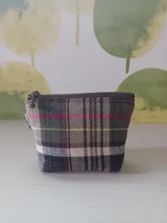 ハンドメイド ミニポーチ コインケース チェック柄