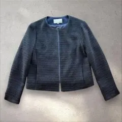 自由区 ツイードスカートスーツ 濃紺 ラメ 仕事 セレモニー 入学式 卒業式
