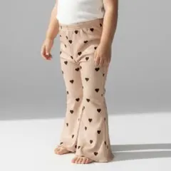 ハート模様リブ編みパンツ フレアパンツ　子供　キッズ　ズボンのサムネイル