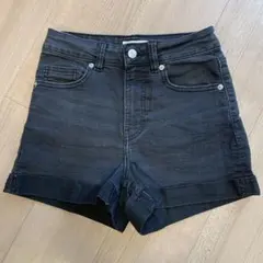 H&M ダークグレー/ブラック デニム ショートパンツ 160