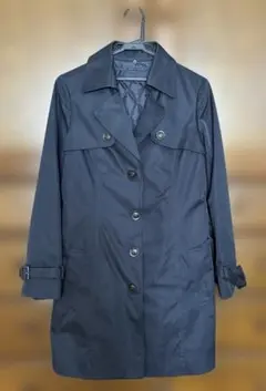 未着用品、ダークブルー トレンチコート 袖口ベルト付き