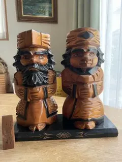 アイヌ　木彫り　ニポポ　清峰作　ヴィンテージ　高さ32.５センチ