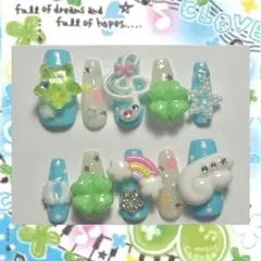 ネイルチップ 平成女児 ウィッシュコア 音符 羽 クローバー 星 虹 ドット