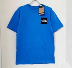 新品 US-S ★ ザノース フェイス ボックスロゴ Tシャツ 半袖 ブルー