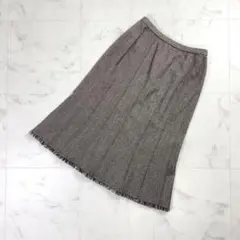 美品 Leilian タックフレアスカート ブラウン サイズ9*ND357