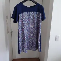 モーハウス　授乳服　ネイビー 花柄 半袖チュニック