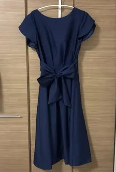 エニィファム ネイビー フォーマルワンピース リボン付き 冠婚葬祭 