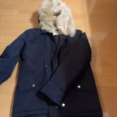 ZARA WOMAN フード付きダウンジャケット ネイビー