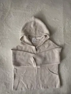 ZARA kidsキッズアイボリーフード付き薄手ニットパーカー　98