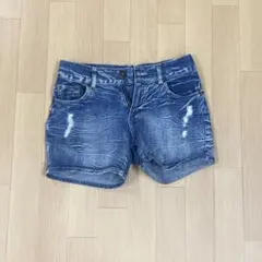 ダークブルー デニムショートパンツ ウエスト61cm