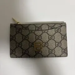 GUCCI GGパターン カードケース ベージュ/ブラック