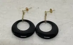 k 18オニキス ゴールド×ブラック ドロップピアス 両耳用 - メルカリ