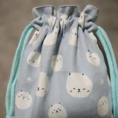 猫イラストの巾着袋