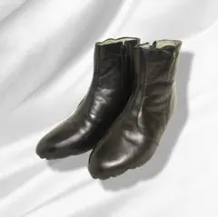 レザーブーツ ショートブーツ サイドジップ 日本製 黒 23.5cm 3E