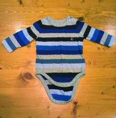 新品未使用★Baby GAP ストライプロンパース 青 グレー 60cm