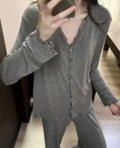 グレー ルームウェアセット タンクトップ・パンツ・カーディガン付き