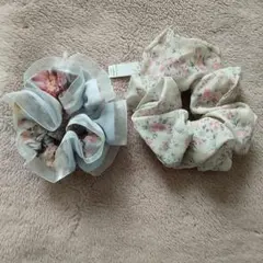 新品　JUNO　シュシュ　ヘアーアクセサリー　花柄　2個セット　定価2860円