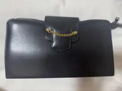 レディース カバン 黒い合成皮革 クラッチバッグ