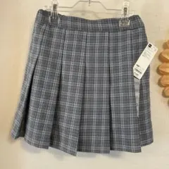 150サイズ グレー系チェックスカート　GUプリーツミニスコート