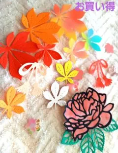 お買い得　もみじぼたん芍薬切り紙　和風お祝い飾り付色紙飾り介護保育アルバム作紅葉