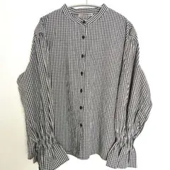 NICECLAUP ナイスクラップ(F)ギンガムチェック シャツ 長袖 ブラック