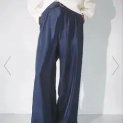 ネイビー シャイニーワンタックパンツ XSサイズ ベルト付き