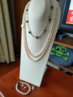 貝パール２連ネックレス&ブレス