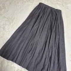 UNIQLO グレー系チェック プリーツロングスカート　Lサイズ