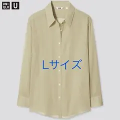 UNIQLO ユニクロ シアーシャツ 長袖 Lサイズ　グリーン　緑　ユニクロユー
