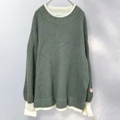 ジャバ オーバーサイズ レイヤード風ニット ぽわん袖 カジュアル F《i216