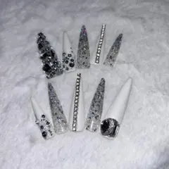 ネイルチップ 韓国 地雷系 量産型 ロング y2k ギャル ゴテゴテ サブカル