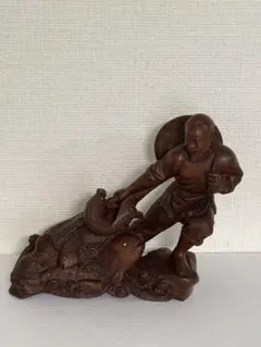 中国美術清代 豐收魚漁翁得利唐木雕 置物 縁起 物 骨董品 時代物 中国美術清代 豐收魚漁翁得利唐木雕 置物 縁起 物 骨董品 時代物