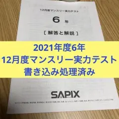 ㉑ひ　サピックス SAPIX 6年 12月度マンスリー実力テスト　書き込み処理済