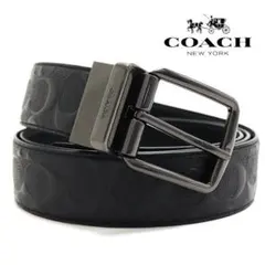 【新品】COACH コーチ メンズ ベルト リバーシブル ブラック バックル